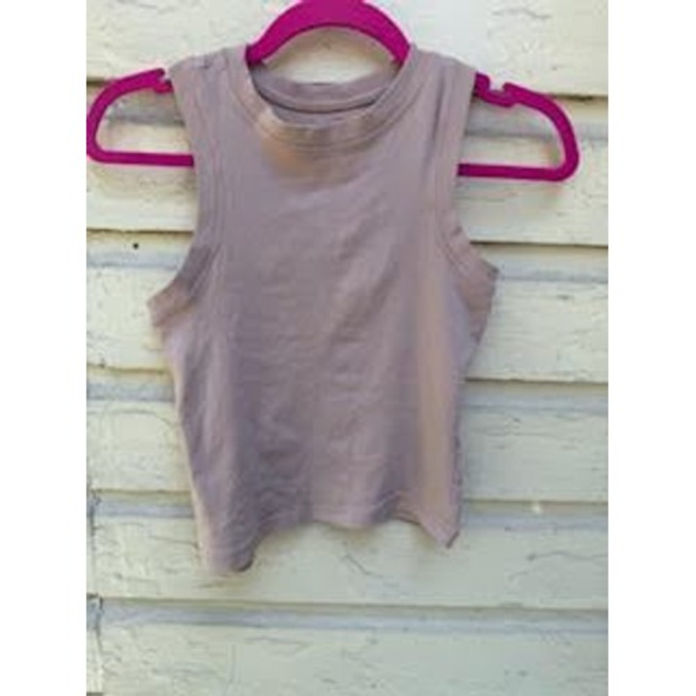Wild Fable Mauve Taupe Ribbed Tank Top High Neck Sleeveless Crop Top XS - Picture 1 of 2